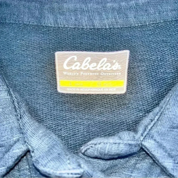 Cabellas blue snap front jacket with snap pockets and suede waist cincing belt - Picture 9 of 12